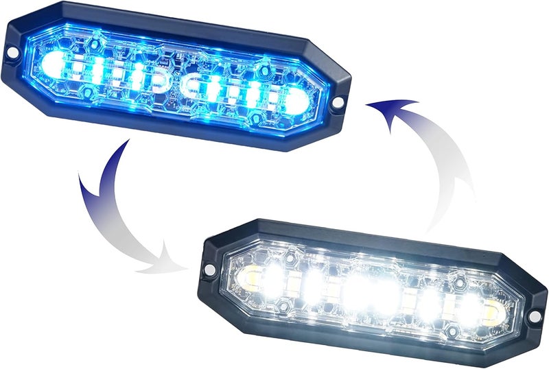 Unicorn Lighting UT01 Surface Mount Warning Emergency Strobe Grille Light Head [SAE class 1] [Dual Color] [IP68] for Police and Tow Truck Construction Vehicle Blue White - Image 1