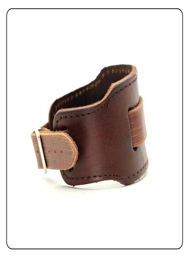 Fusamk Punk Rock Belt Buckle Bracelet Adjustable Wide Leather Cuff Bracelet(Brown) - Image 4