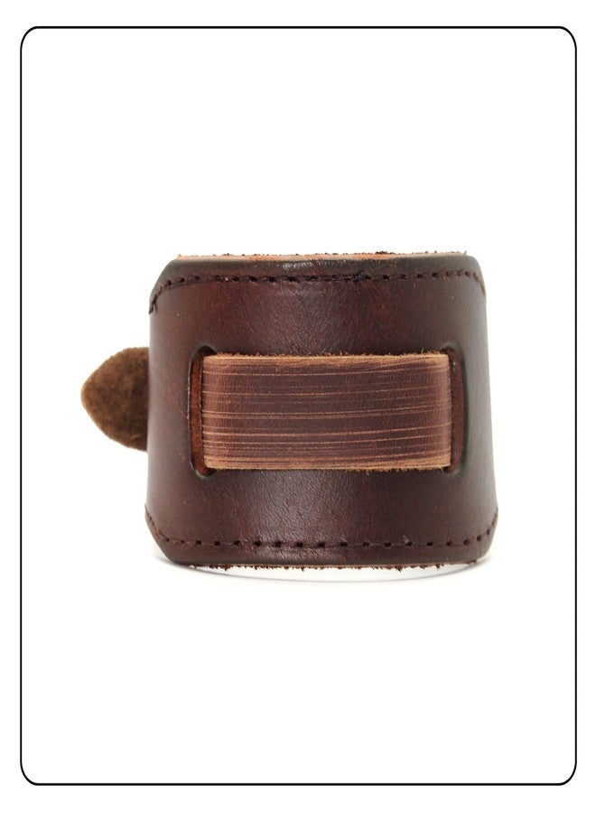 Fusamk Punk Rock Belt Buckle Bracelet Adjustable Wide Leather Cuff Bracelet(Brown) - Image 2