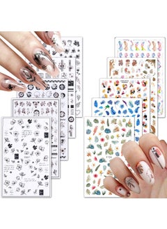 KingMas Flowers Nail Decals Art Sticker, KINGMAS 10 Sheet Flowers/Feathers/Lines/Leaves Self-Adhesive DIY Nail Art Stickers Fingernails Decor Manicure Decorations 
