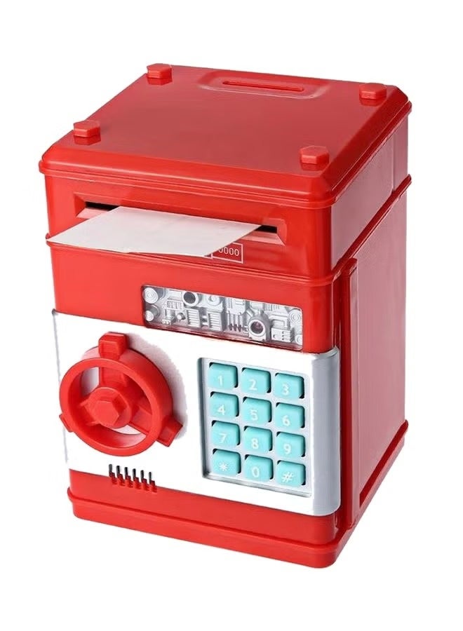 A small electronic piggy bank for storing coins and banknotes, with a unique and stylish design and excellent quality. For children. Red color. - Image 2