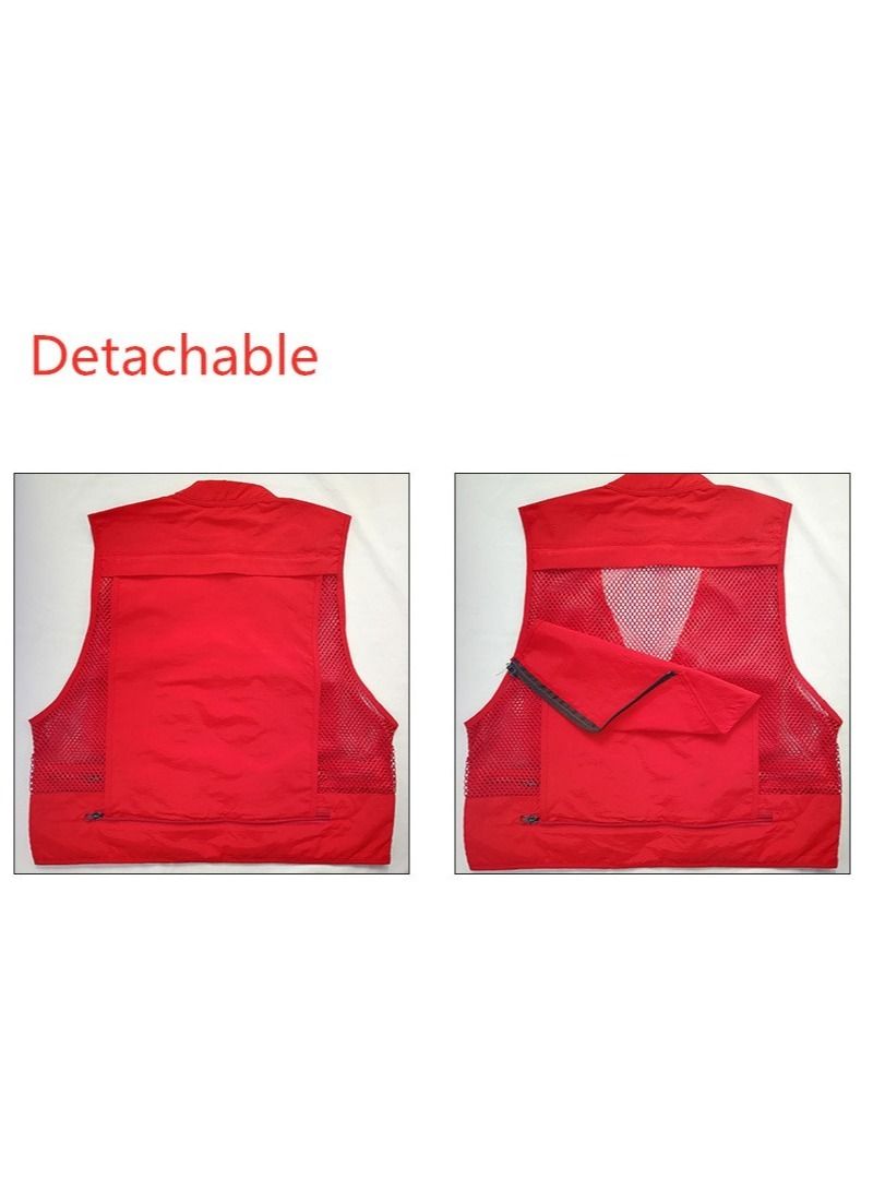 Chaleco de pesca con cuello en V para hombre, chaleco de fotografía informal para exteriores, chaleco multifuncional para verano