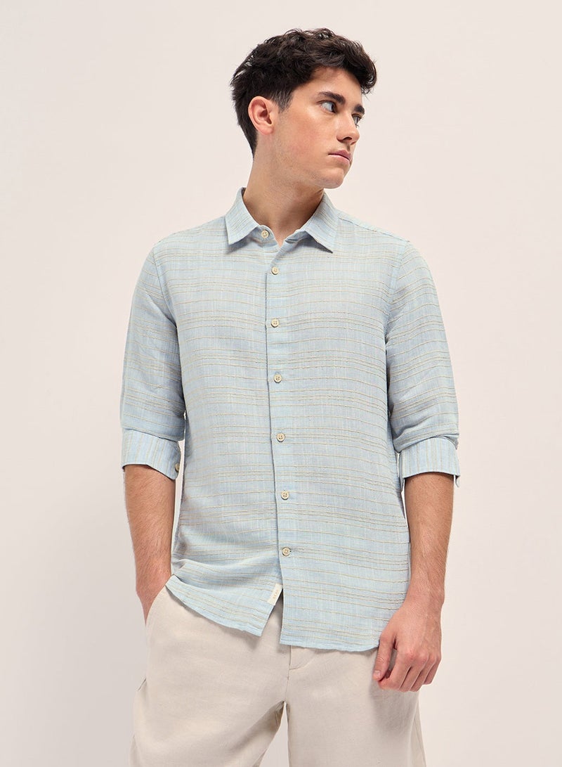 THE BEAR HOUSE Cotton Shirt for Men | Slim Fit, Long Sleeve, Casual or Formal Button-Down | Soft, Breathable Fabric for Work, Everyday, & All-Season Wear in Stylish - Image 1