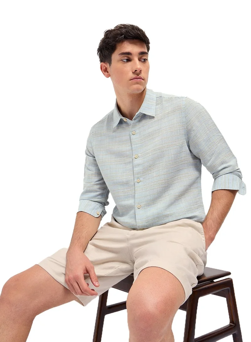 THE BEAR HOUSE Cotton Shirt for Men | Slim Fit, Long Sleeve, Casual or Formal Button-Down | Soft, Breathable Fabric for Work, Everyday, & All-Season Wear in Stylish