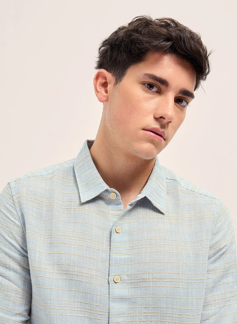 THE BEAR HOUSE Cotton Shirt for Men | Slim Fit, Long Sleeve, Casual or Formal Button-Down | Soft, Breathable Fabric for Work, Everyday, & All-Season Wear in Stylish
