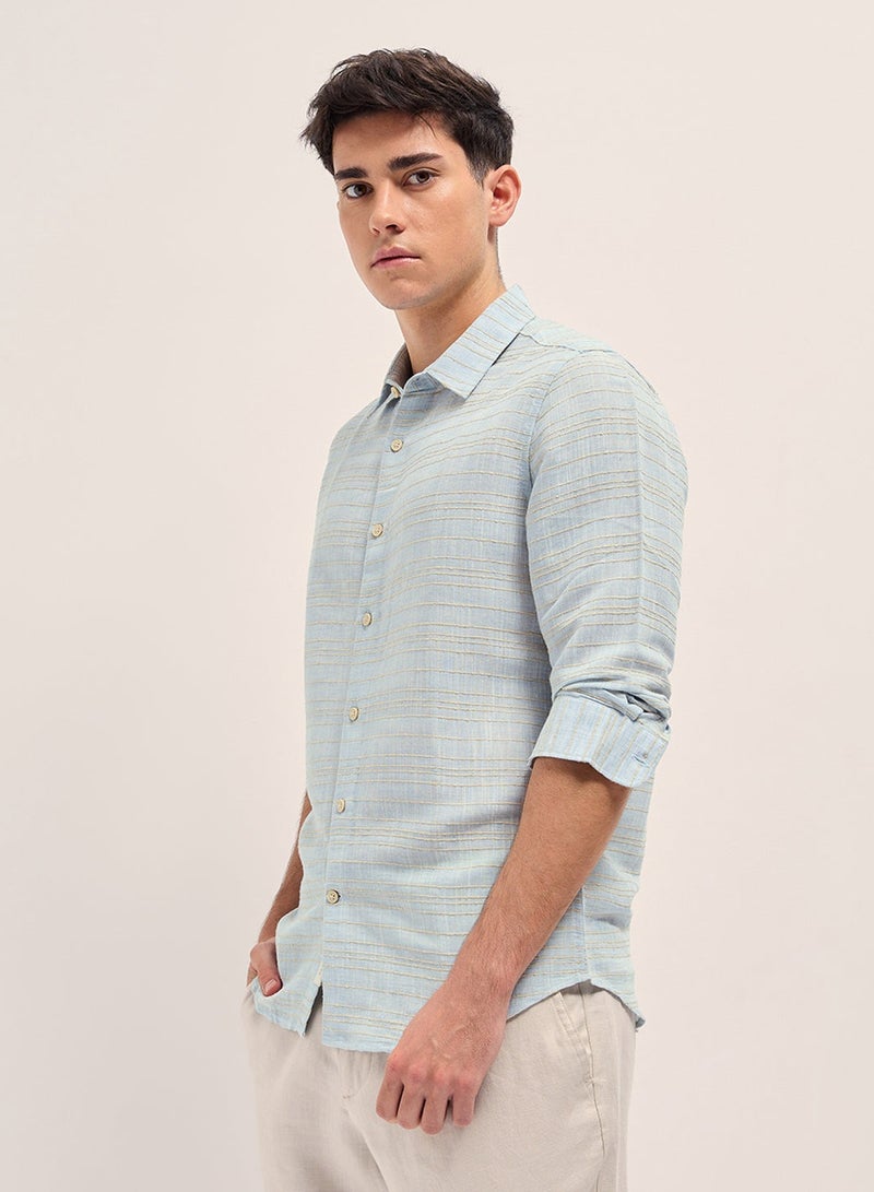 THE BEAR HOUSE Cotton Shirt for Men | Slim Fit, Long Sleeve, Casual or Formal Button-Down | Soft, Breathable Fabric for Work, Everyday, & All-Season Wear in Stylish - Image 3