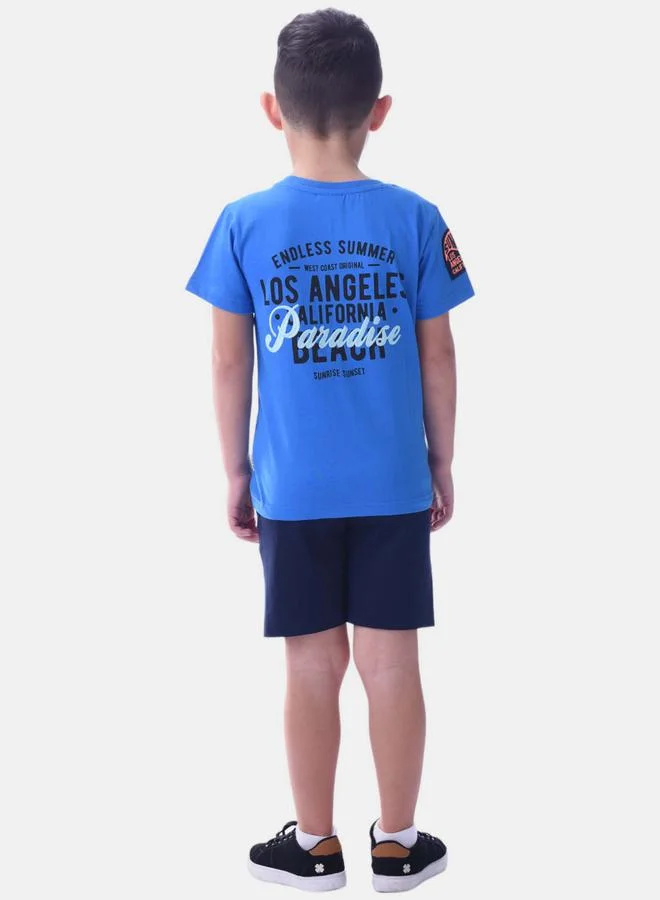 فكتور اند جين Embroidered Badge Short Sleeve T-Shirt & Shorts Set by Styli