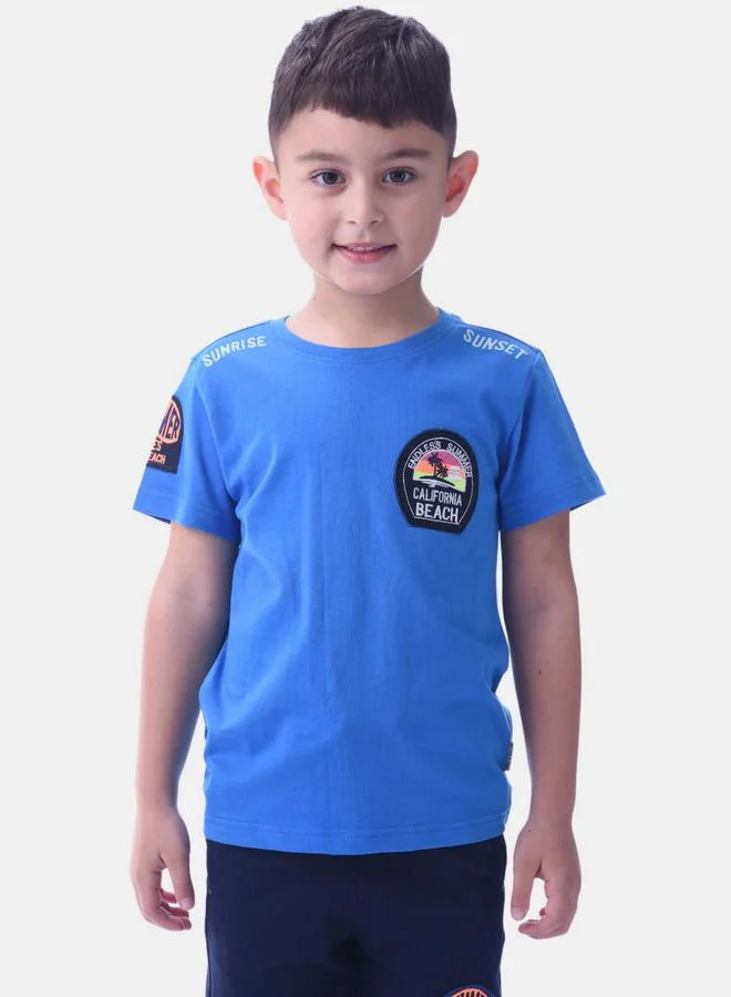 فكتور اند جين Embroidered Badge Short Sleeve T-Shirt & Shorts Set by Styli