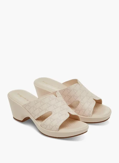Paprika Women's Monogram Printed Slip-On Block Heel Sandals