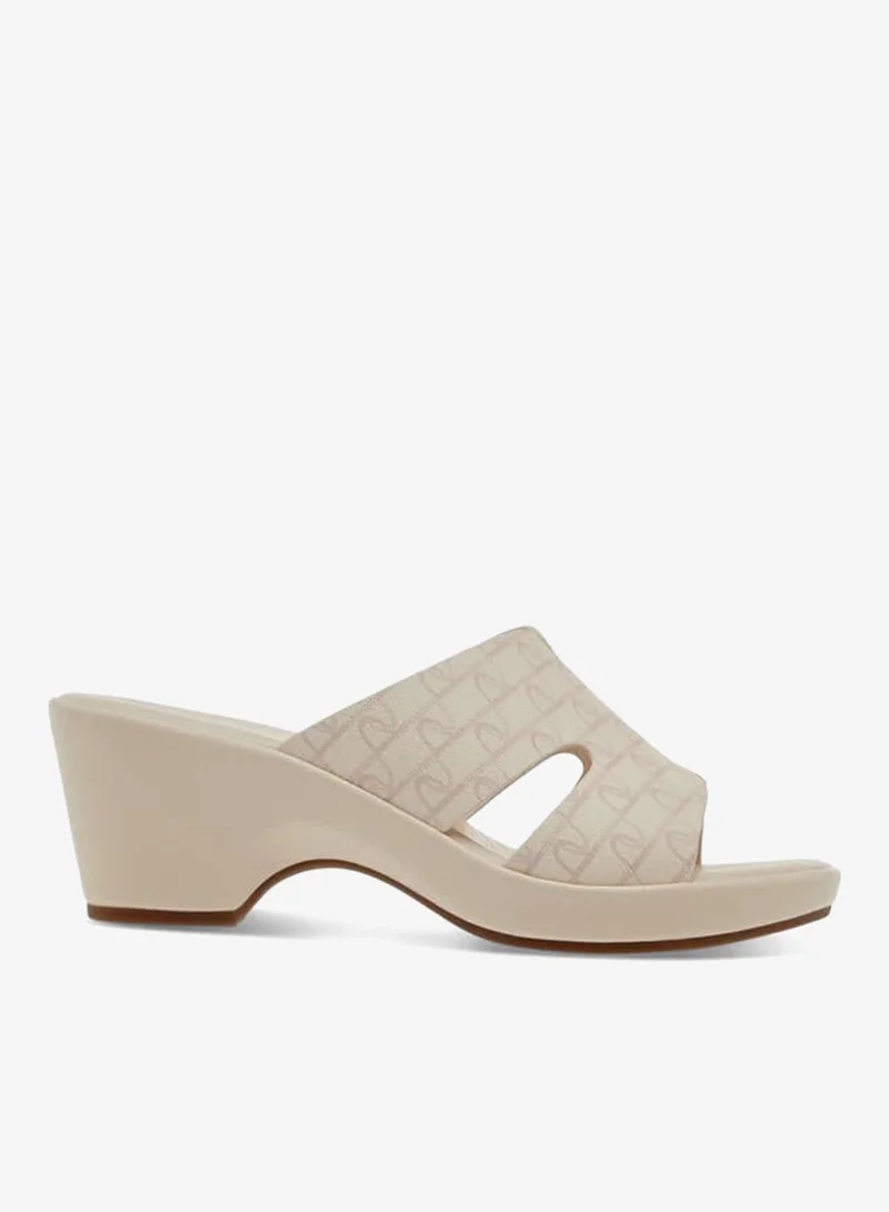 Paprika Women's Monogram Printed Slip-On Block Heel Sandals