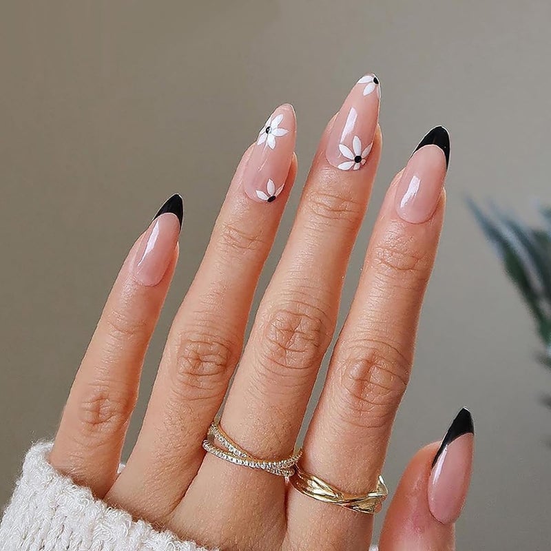 Jsiallye 6 Packs Press on Nails Medium,144Pcs French Press on Nails Almond,Ballet with Daisy,Glue on Nail in 12 Sizes - 24 Fake Nails Kit, Stick on Nails for Women - Image 4