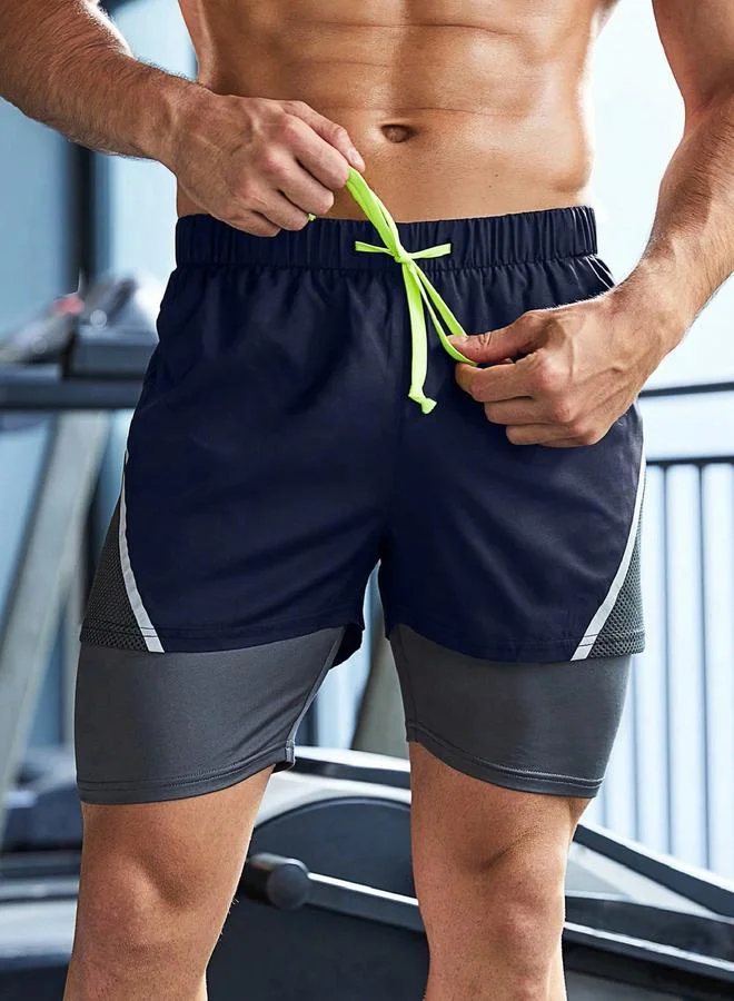 Take Two Take Two Color Block Drawstring Shorts with Phone Pocket