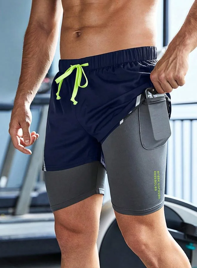Take Two Take Two Color Block Drawstring Shorts with Phone Pocket