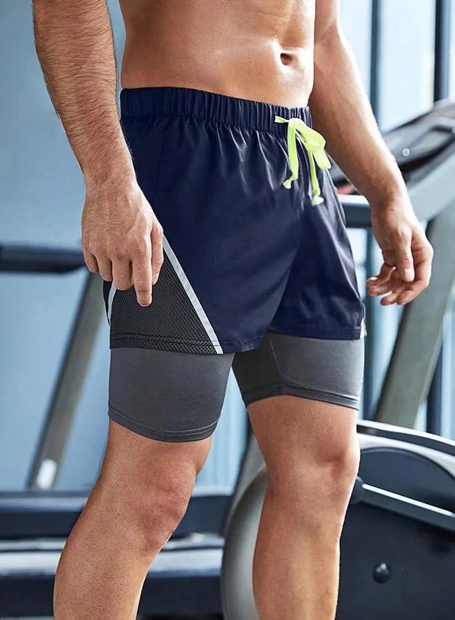 Take Two Take Two Color Block Drawstring Shorts with Phone Pocket