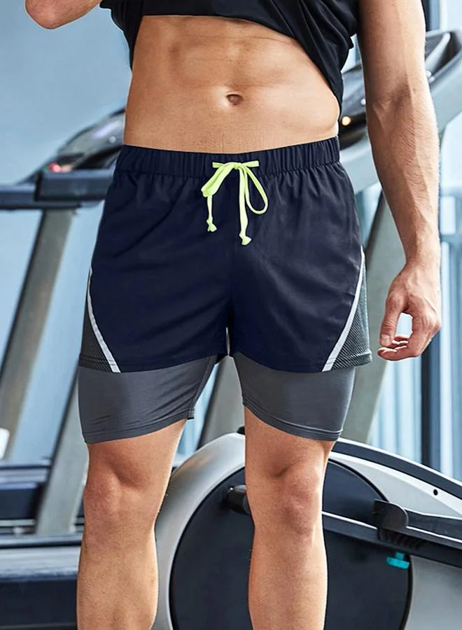 Take Two Take Two Color Block Drawstring Shorts with Phone Pocket