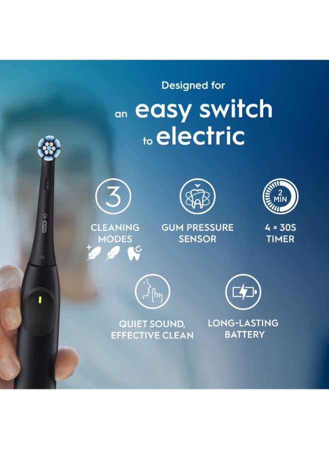 Oral-B iO Series 2 Rechargeable Electric Toothbrush Set, Night Black, Removes up to 100% More Plaque, with Personalized Brushing Modes, Visible Gum Pressure Sensor, 1 Set - Image 2