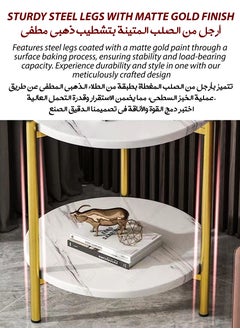 DBLEW Modern 2 Tier Round Coffee Table with Marble Finish Nesting Side Metal Table Sofa Bedside Snack End Table House Indoor Outdoor for Living Room Bedroom Balcony Home Decoration  - Image 4