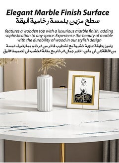 DBLEW Modern 2 Tier Round Coffee Table with Marble Finish Nesting Side Metal Table Sofa Bedside Snack End Table House Indoor Outdoor for Living Room Bedroom Balcony Home Decoration  - Image 3