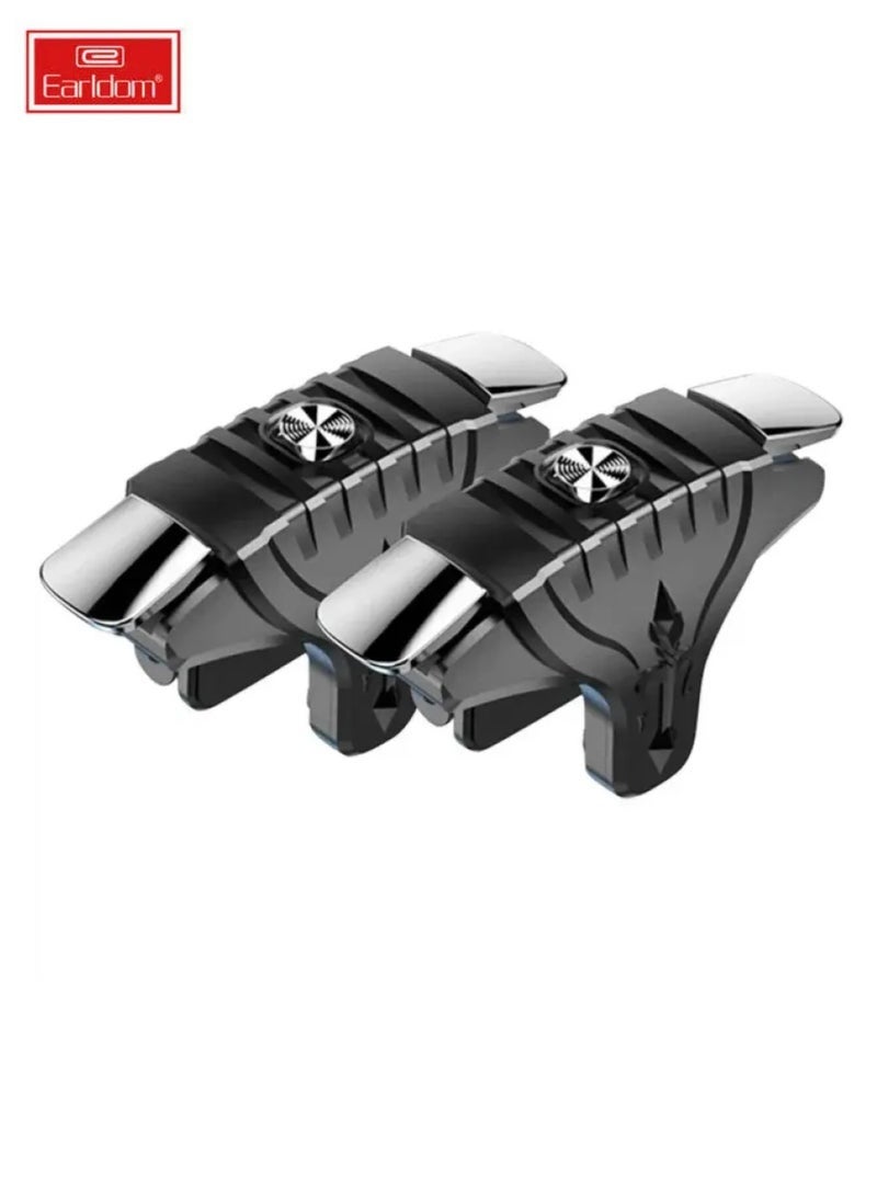 أيرلدوم Mobile Game Trigger Upgrade – 2-Finger Gaming Controller with Aim & Fire Triggers, Finger Sleeves, High-Sensitivity Shooting for PUBG, Free Fire, COD & More – iOS & Android Compatible | Black - Image 1
