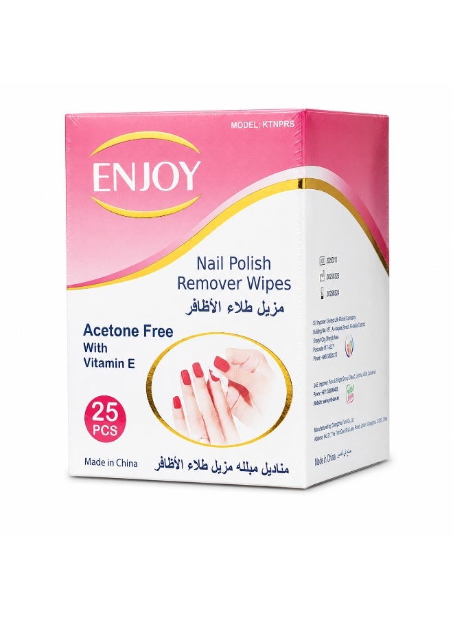 ENJOY Nail Polish Remover Wipes – Quick & Easy Nail Cleanse, 25pcs - Image 1