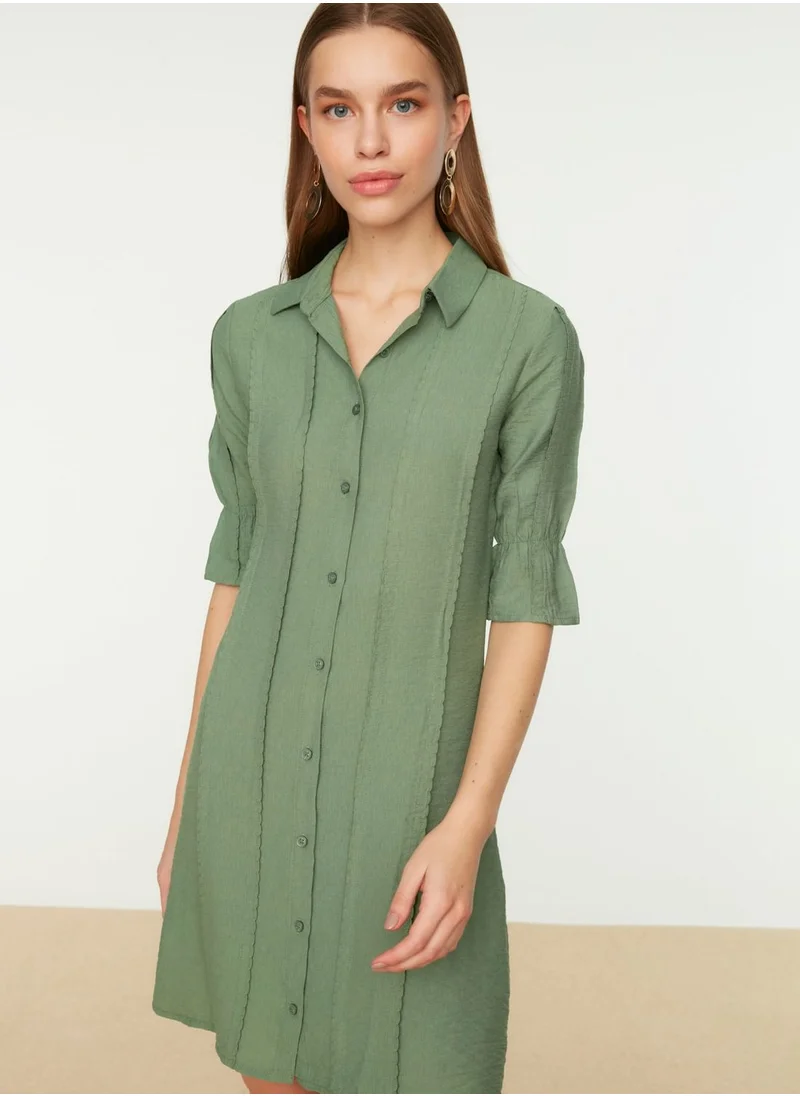 trendyol Pleat Detail Button Down Dress