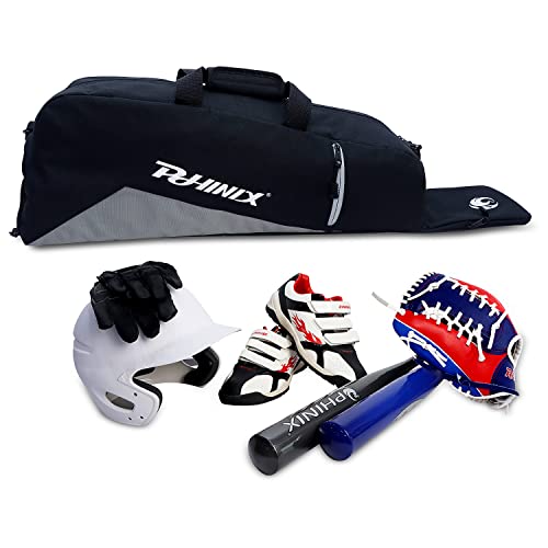 PHINIX Equipment Tote bag for Baseball and Softball- Holds Bat, Helmet, & Glove (Black & Gray) - Image 3