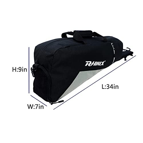 PHINIX Equipment Tote bag for Baseball and Softball- Holds Bat, Helmet, & Glove (Black & Gray) - Image 2