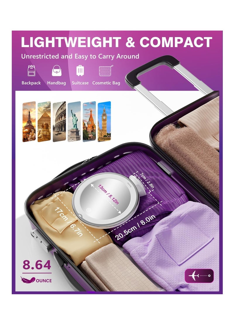 Auxmir Upgraded 10X Magnifying Lighted Makeup Mirror with 3 Color Lights, Touch Control, Dimmable Lighted Vanity Mirror with Power Suction Cup, 360° Swivel, Portable Bathroom Mirror for Home Travel  - Image 4