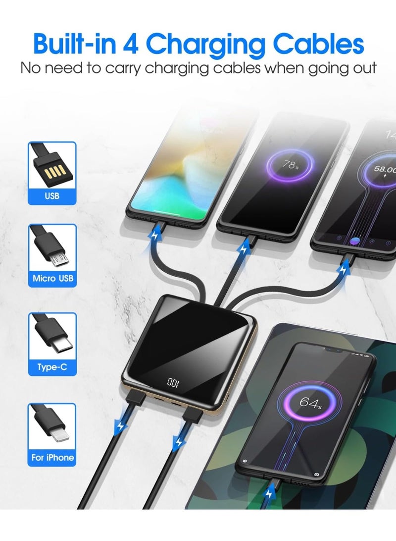 ESSAGER 10000mah Ultra-Thin Portable Power Bank with Built-In 4 Charging Cables, Lcd Power Display, 5 Output Ports, Compatible with iPhone/Android/iPad. - Image 5