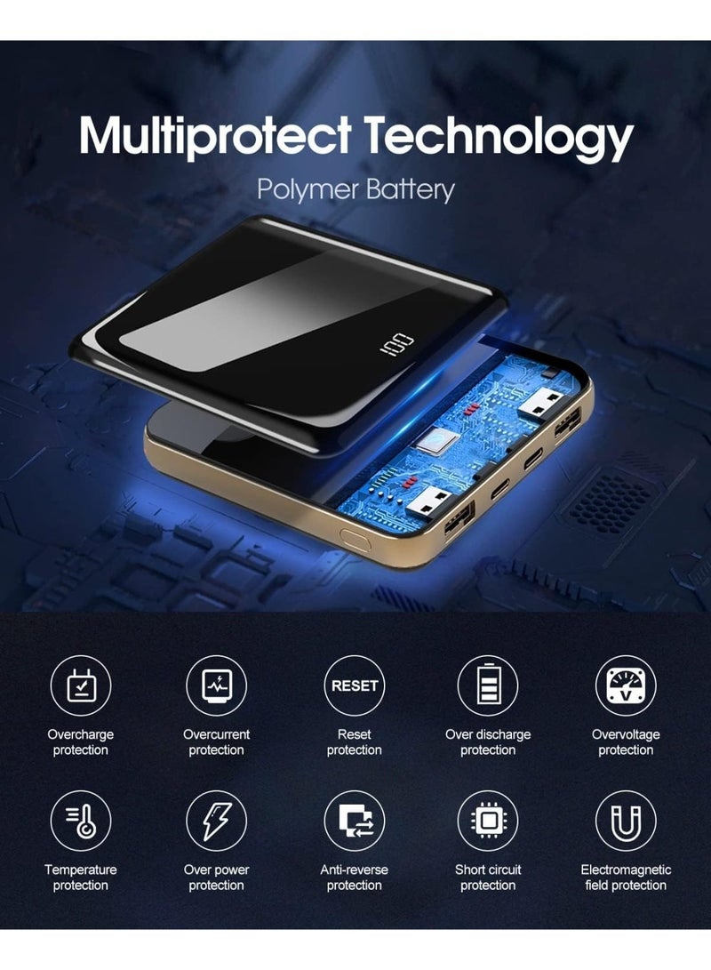 ESSAGER 10000mAh Ultra Slim Power Bank Built-in 4 Charging Cables LCD Digital Display Portable Fast Charging Battery Pack 5 Outputs Compatible with iPhone Samsung Android iPad Travel Power Bank - Image 4