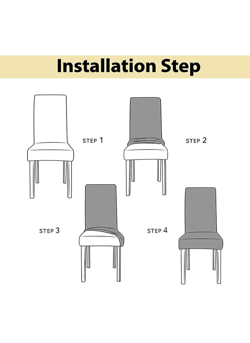 Cloud Search Cloud Search Dining Chair Cover Dining Chair Covers Set of 6 Easy Chair Cloth Elastic and Washable Dining Table Chair Cover Seater Waterproof Elastic Chair Covers for Home Party Wedding  - Image 5