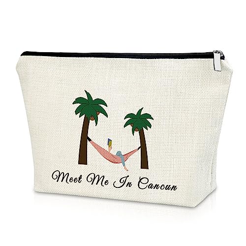 Sazuwu Cancun Makeup Bag Souvenirs Travel Gifts for Mexico Vacation Bachelorette Party Decorations Cosmetic Bag Beach Christmas Birthday Present - Image 1