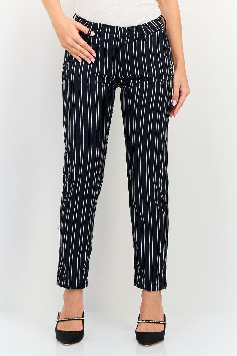 Reiko Women Regular Fit Stripe Straight Leg Pants, Multicolor - Image 1