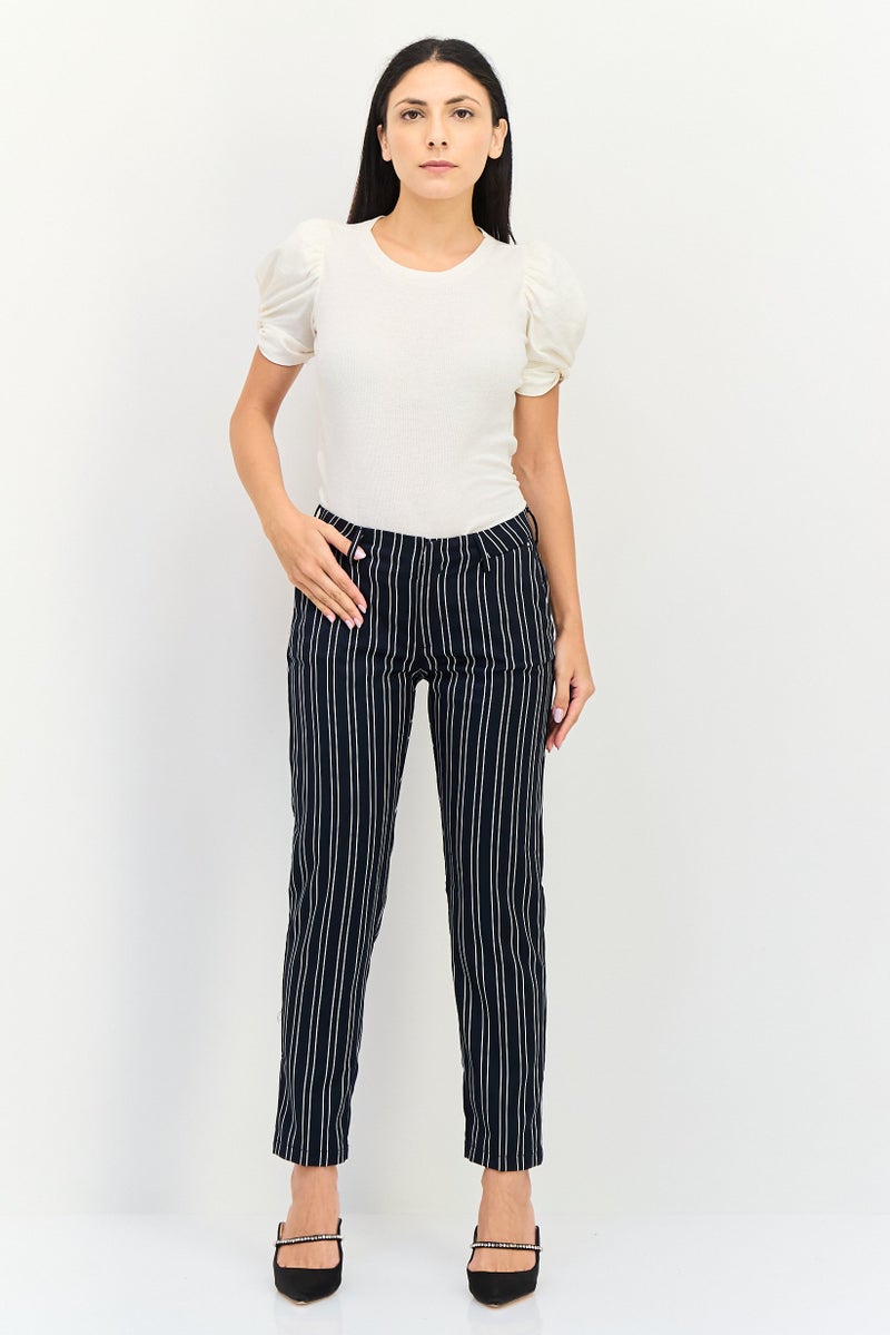 Reiko Women Regular Fit Stripe Straight Leg Pants, Multicolor - Image 4