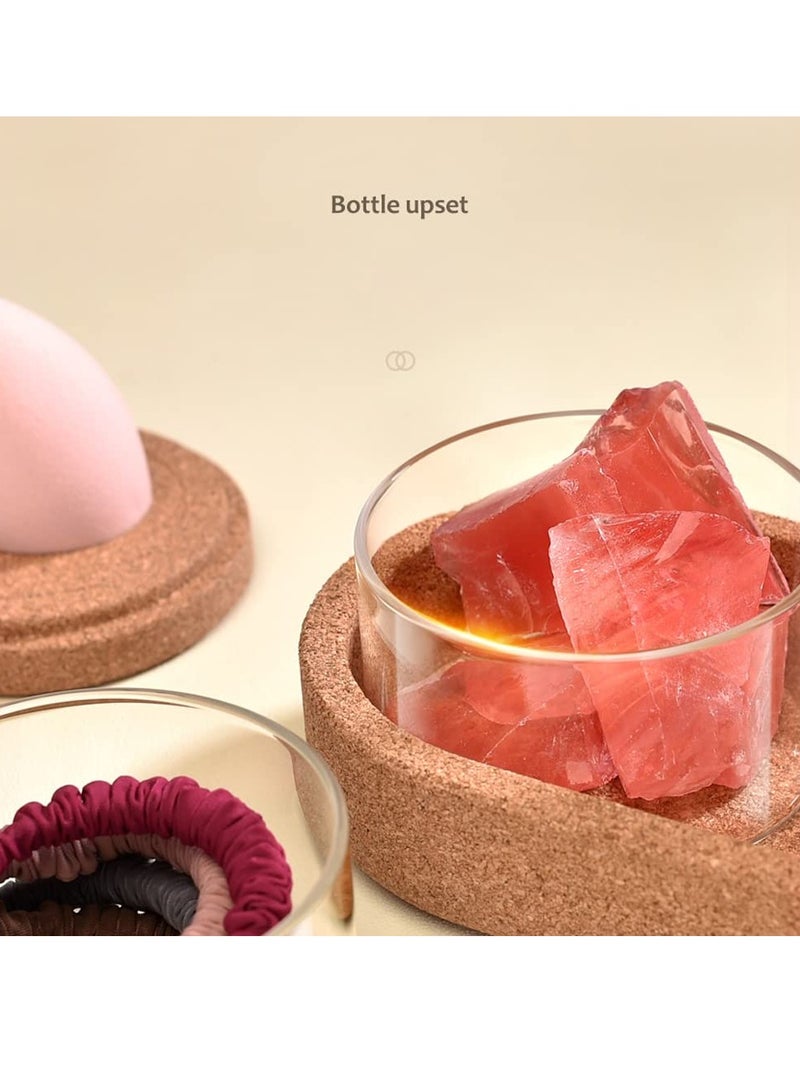 4 Pcs Glass Canister Bathroom Storage Organizer Apothecary Glass Jars Spice Jars with Lids for Cotton Swabs Pads Salts Sponges Hair Accessories Counter Sugar Cookie Herb Spice Glass and Tray - Image 3