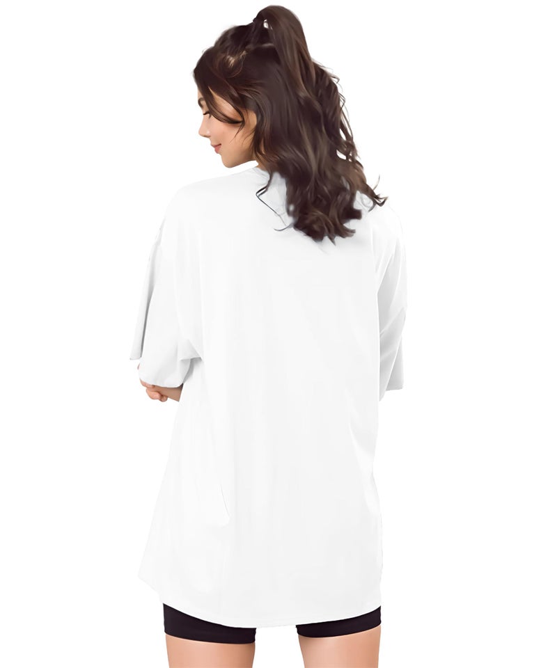 SHODOX® Bio-Washed Anti Bacterial 100% Pure Cotton Women’s Oversized Aesthetic Premium Printed T-Shirt | Cozy Soft, Less Wrinkles Loose Fit, Drop Shoulder, Korean Baggy Style Tees for Girls - Image 2