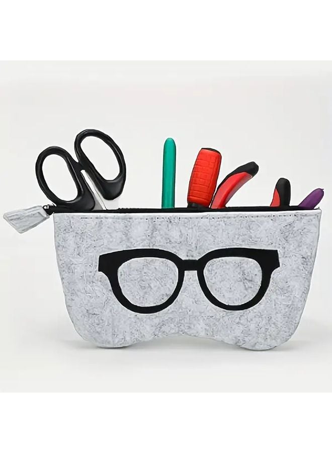 2pcs Black And Pink Soft Felt Zipper Eyeglass Case Travel Cosmetic Organizer - Image 3