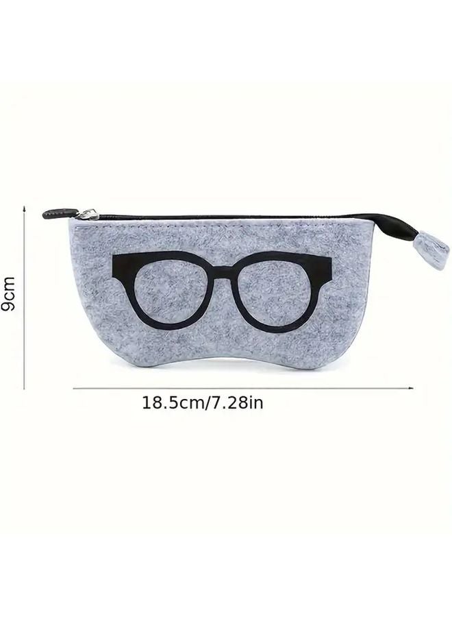 2pcs Black And Pink Soft Felt Zipper Eyeglass Case Travel Cosmetic Organizer - Image 4