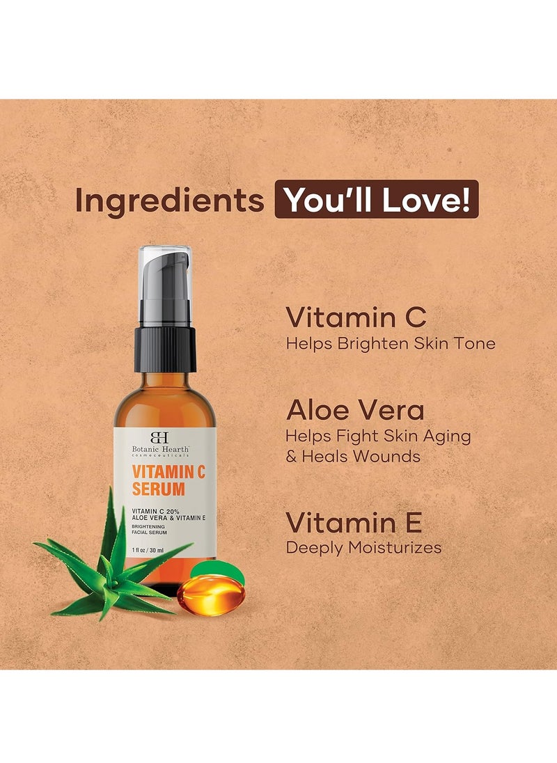 Botanic Hearth - Botanic Hearth Vitamin C Serum for Face - Skin Care Formula with Vitamin E - Anti Aging Facial and Neck Serum, Reduces Appreance of Wrinkes, Acne, Under Eye Dark Circles & Dark Spot, 1 fl oz - Image 1