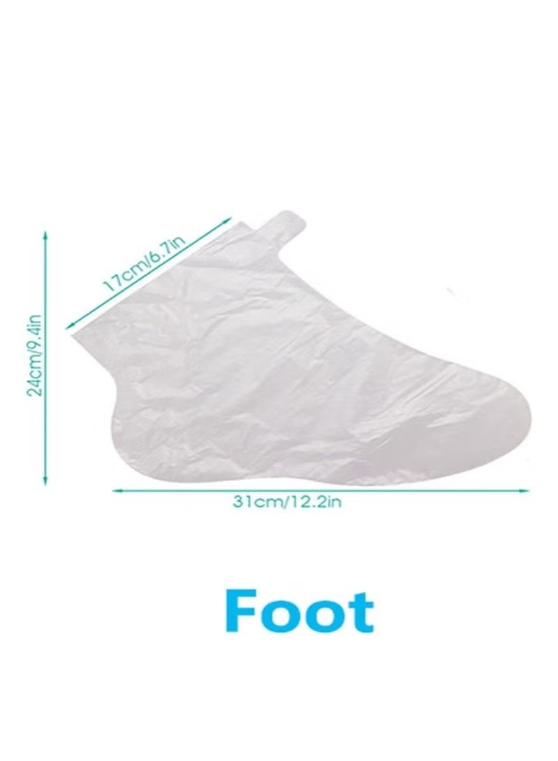100 Piece Clear Plastic Disposable Booties with Sticker Paraffin Wax Foot Bath Liners Feet Protectors Covers Foot Spa Socks Thermal Therapy Feet Covers Bags - Image 3