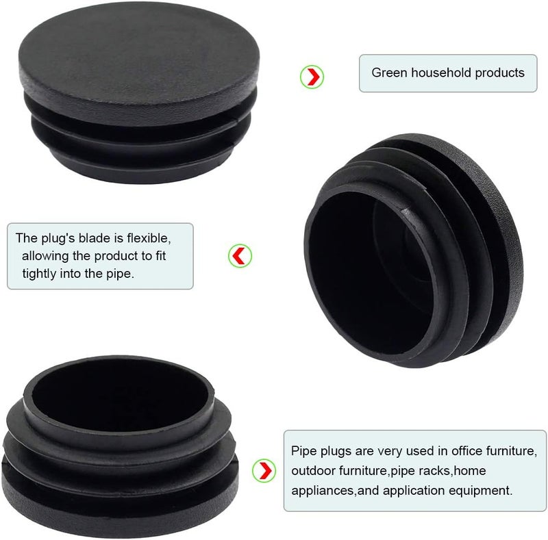 Suiwotin 4PCS 76mm (3 Inch) Round Plastic Plug, Round Black Plastic End Cap, Pipe Tubing End Cap, Furniture Finishing Plug Fits for 2 11/16" to 2 7/8" ID Tubing - Image 5