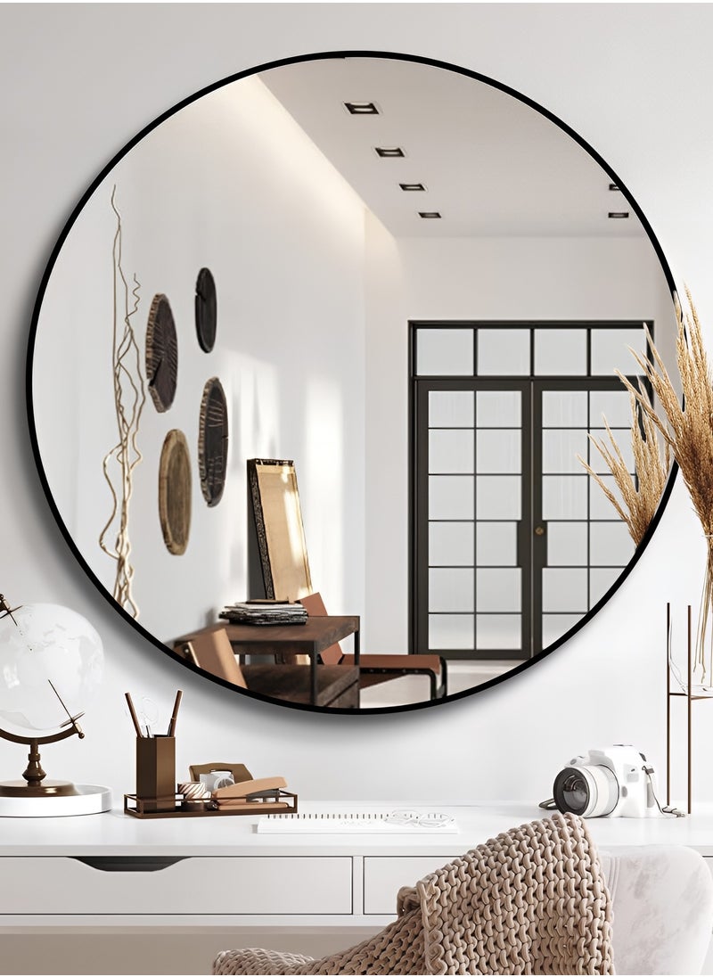 Taimi Round Makeup Mirror with Black Frame, Makeup Mirror Suitable for Vanity, Dressing Room, Bedroom - 100cm  - Image 2