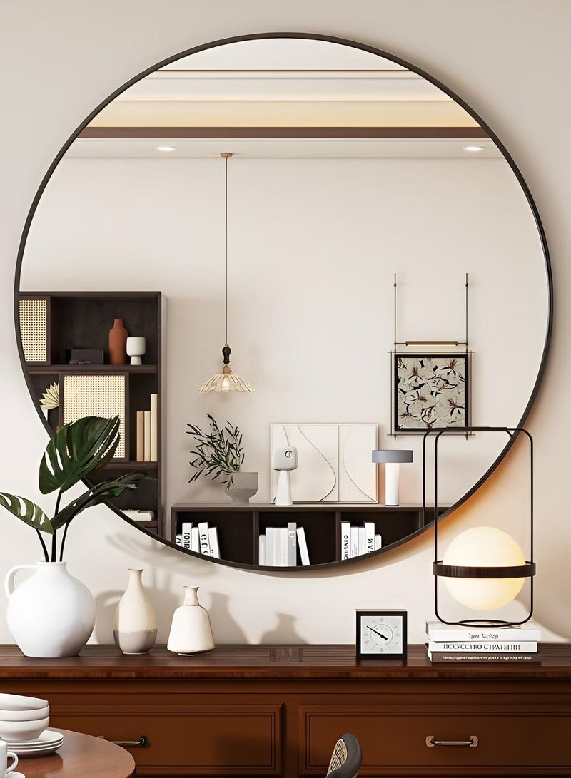 Taimi Extra Large Mirror with Elegant Design 100cm - Black Metal Frame Makeup Mirror - Its exquisite design is suitable for dressing room, living room, bedroom and decoration - Image 4