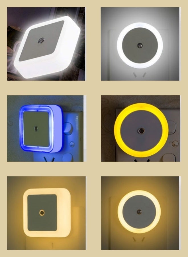 جاكت مجموعة من 6 مصابيح ليلية صغيرة LED، مصابيح ليلية قابلة للتوصيل بقوة 0.5 وات، مجموعة متنوعة من الألوان والأنماط لتلبية الاحتياجات، مناسبة لمصابيح السرير في الممرات والسلالم والمطابخ والحمامات وغرف النوم - Image 1