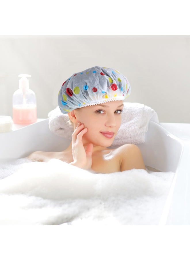 Pengxiaomei 6 Pcs Shower Cap, Hair Cap Reusable Waterproof Shower Caps for Women Men Kids - Image 5