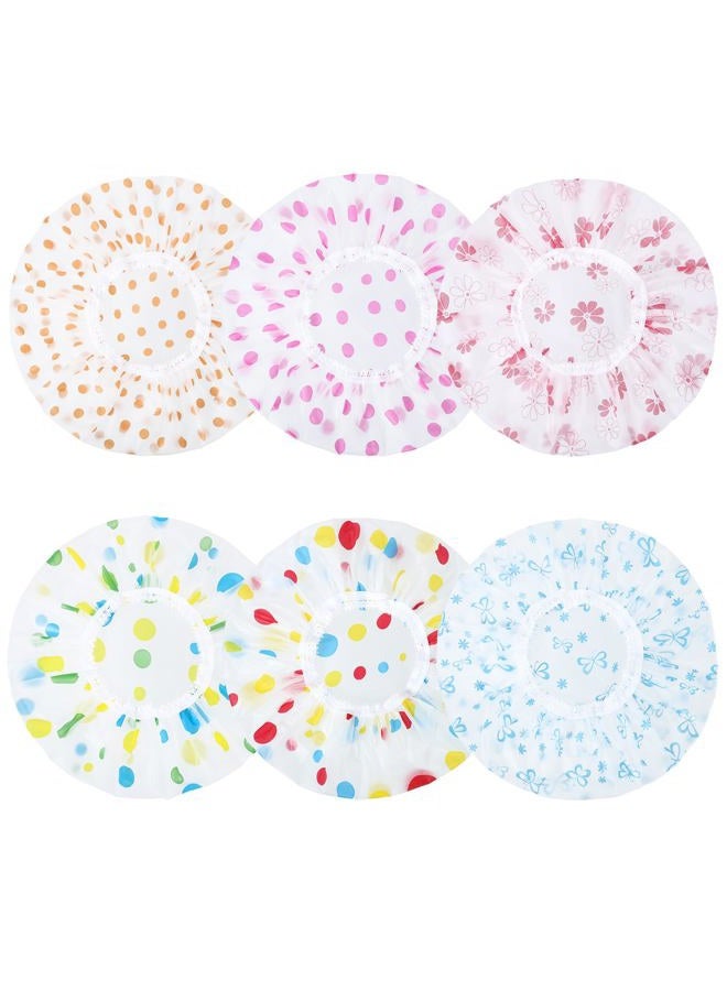Pengxiaomei 6 Pcs Shower Cap, Hair Cap Reusable Waterproof Shower Caps for Women Men Kids - Image 1