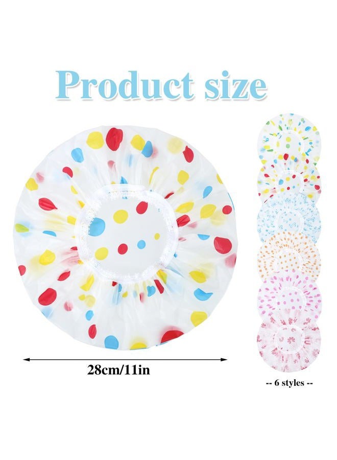 Pengxiaomei 6 Pcs Shower Cap, Hair Cap Reusable Waterproof Shower Caps for Women Men Kids - Image 2