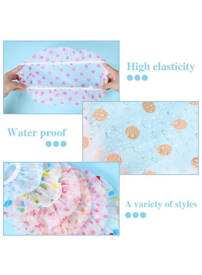 Pengxiaomei 6 Pcs Shower Cap, Hair Cap Reusable Waterproof Shower Caps for Women Men Kids - Image 4