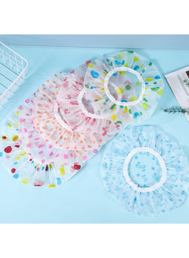 Pengxiaomei 6 Pcs Shower Cap, Hair Cap Reusable Waterproof Shower Caps for Women Men Kids - Image 3