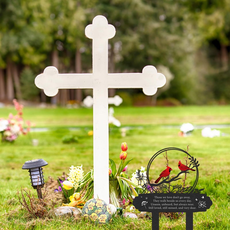 Rngmsi Cardinal Grave Decorations for Cemetery, Metal Memorial Stakes Grave Decorations for Loss of Mother Father Cardinal Decor Plaques Markers for Cemetery Humans Outdoor Yard Garden - Image 4